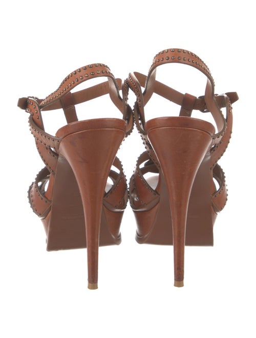 Saint Laurent Leather Studded Accents T-Strap Sandals