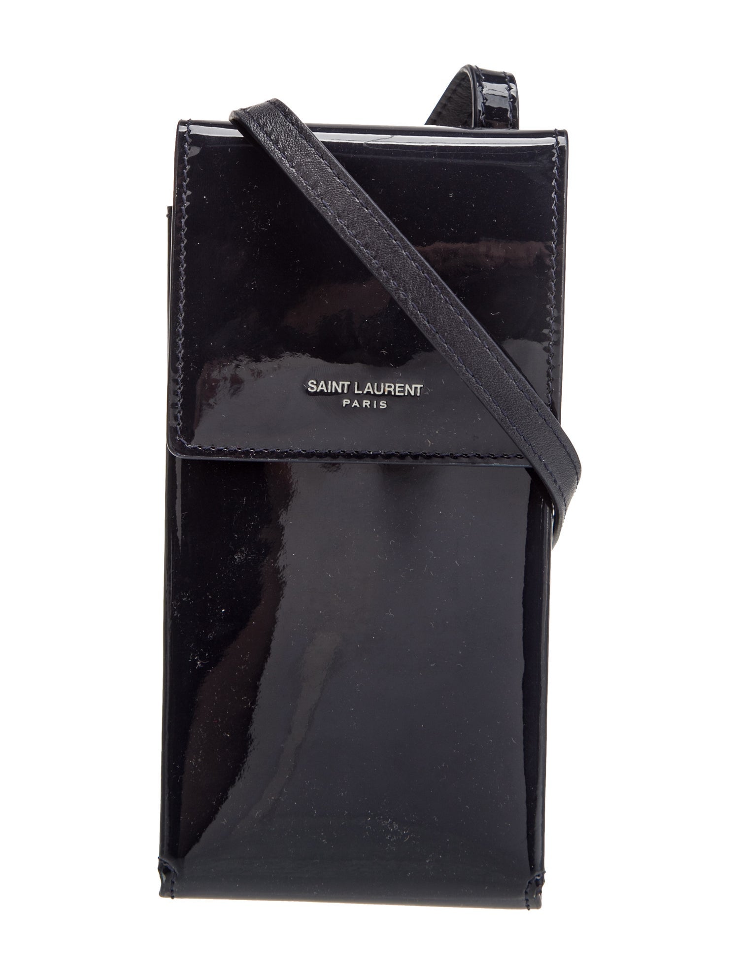 Saint Laurent Patent Leather Cassandre Phone Pouch