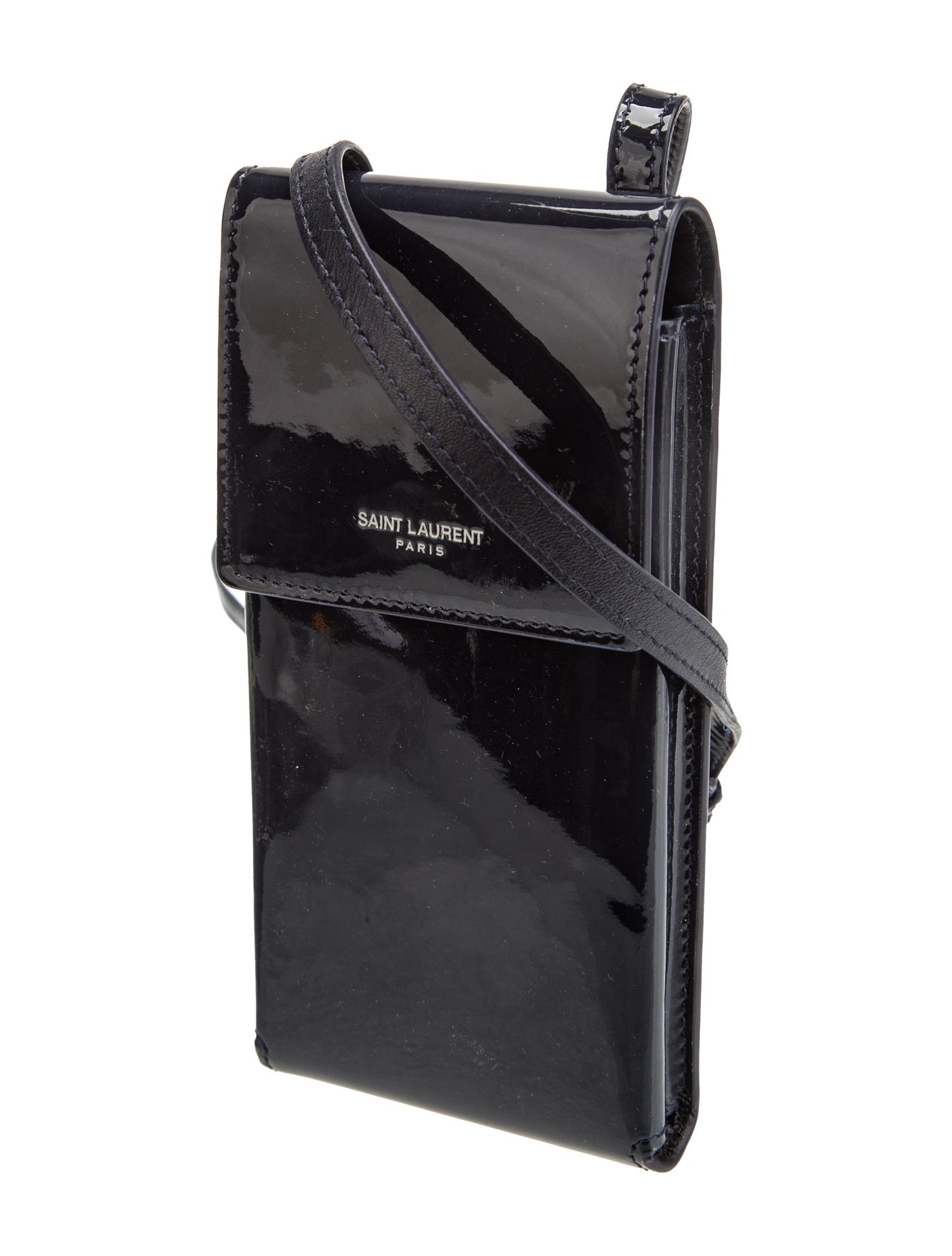 Saint Laurent Patent Leather Cassandre Phone Pouch