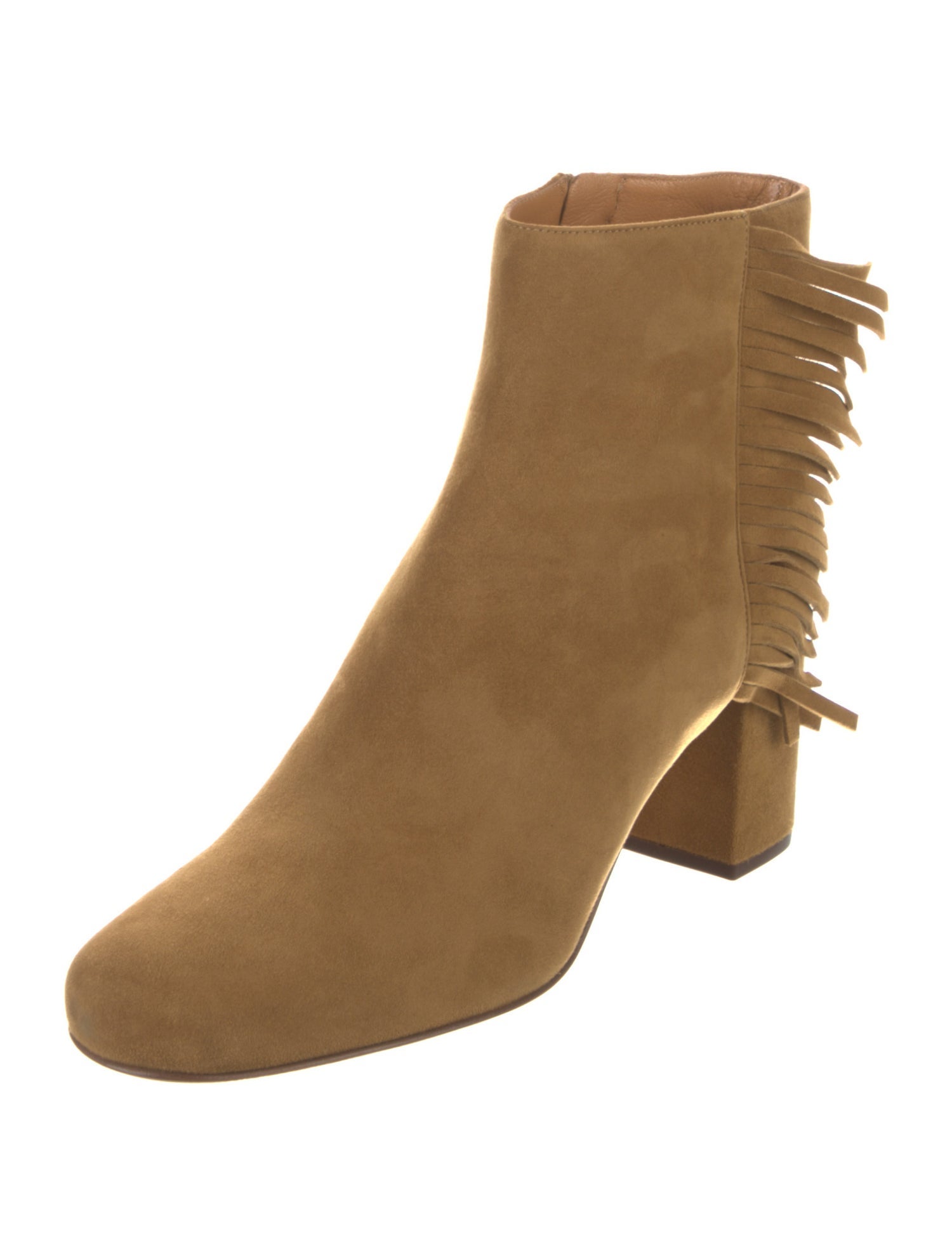 Saint Laurent Suede Fringe Trim Accent Boots