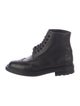 Saint Laurent Leather Embroidered Accent Combat Boots