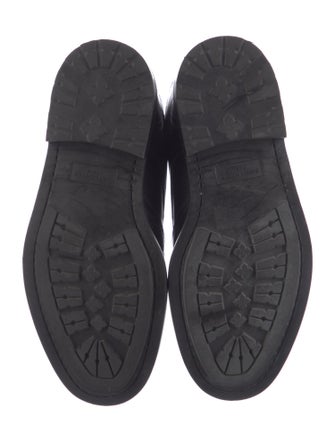 Saint Laurent Leather Embroidered Accent Combat Boots