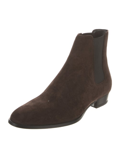Saint Laurent Suede Colorblock Pattern Chelsea Boots