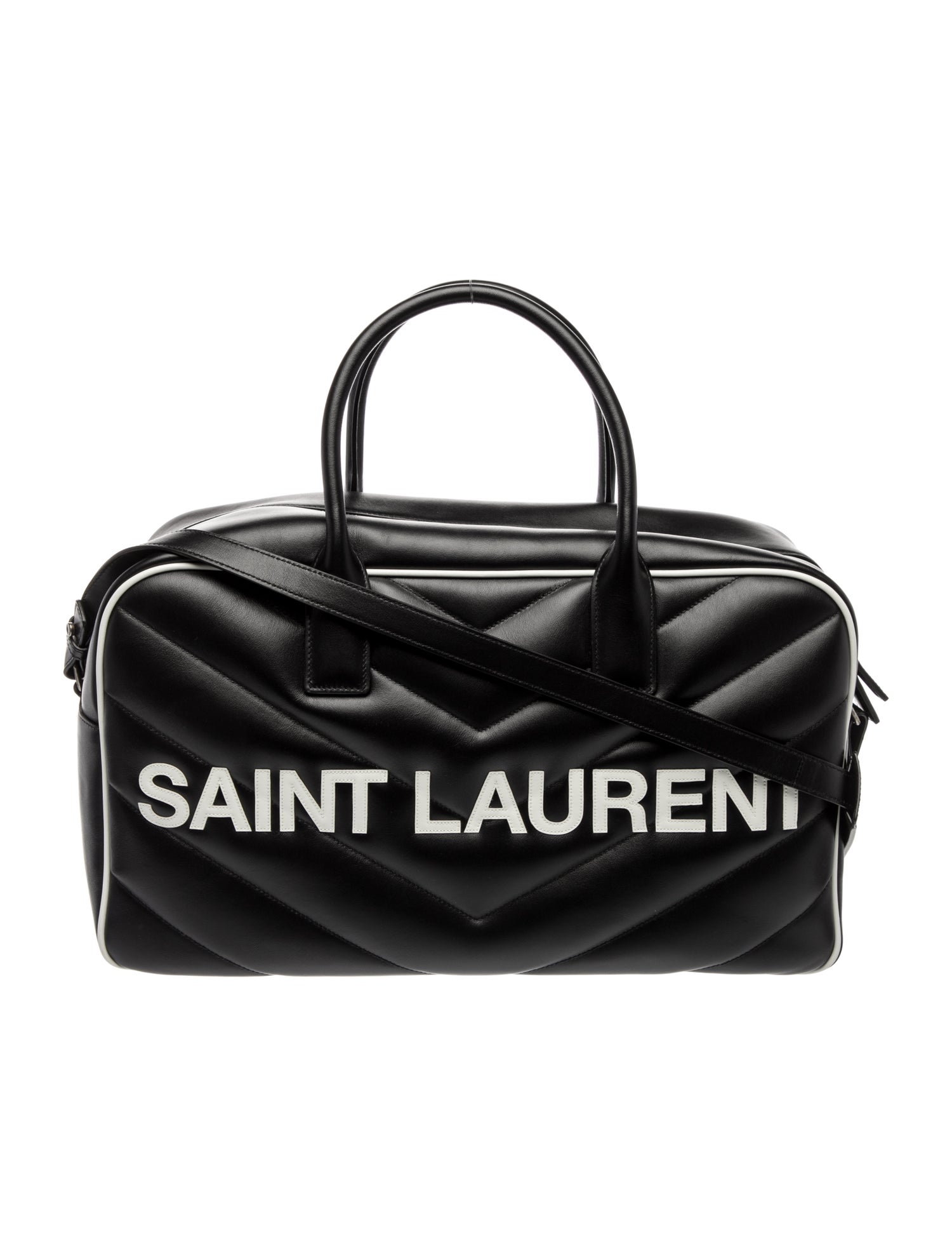Saint Laurent Leather Miles Logo Bowler Duffel