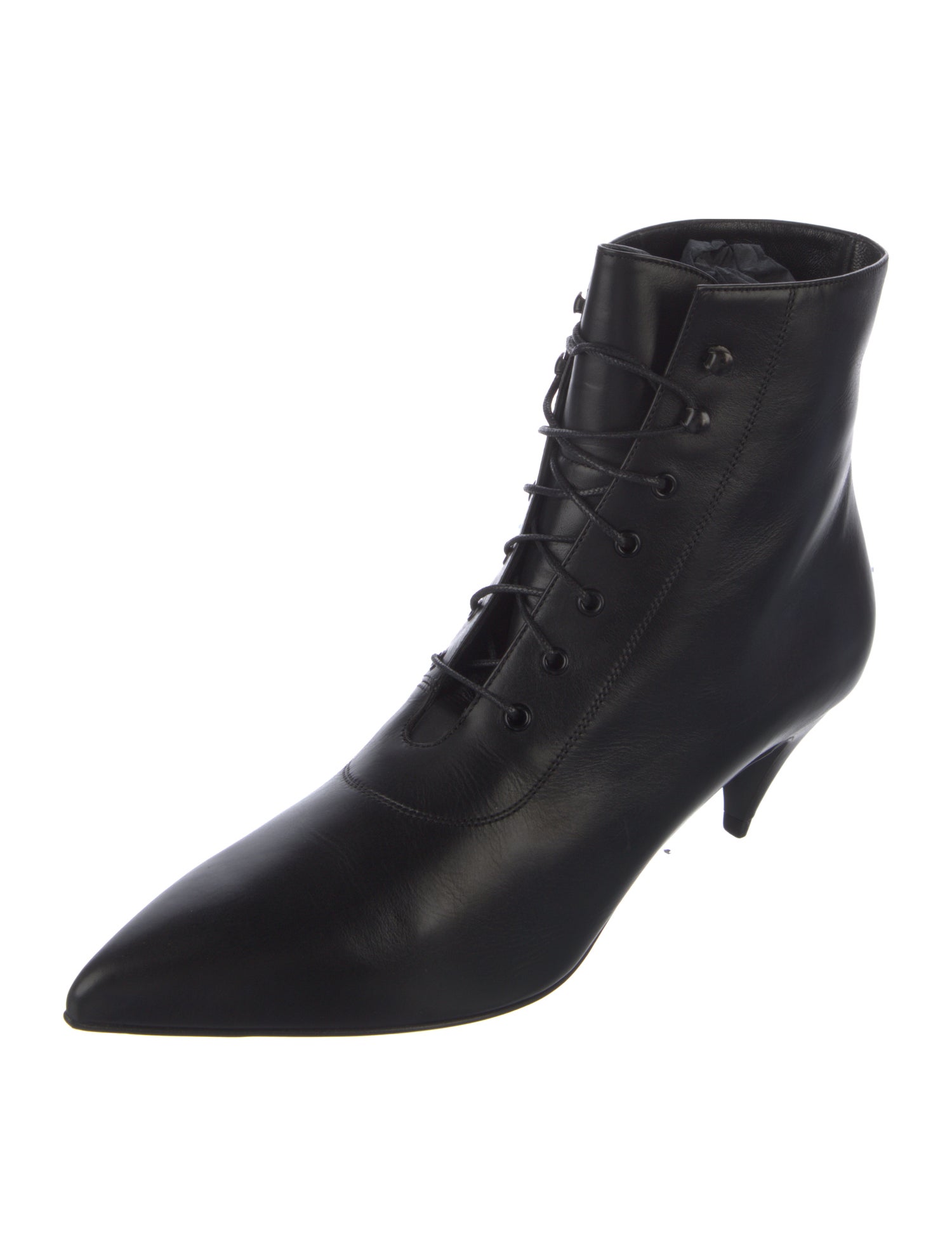 Saint Laurent Leather Lace-Up Boots