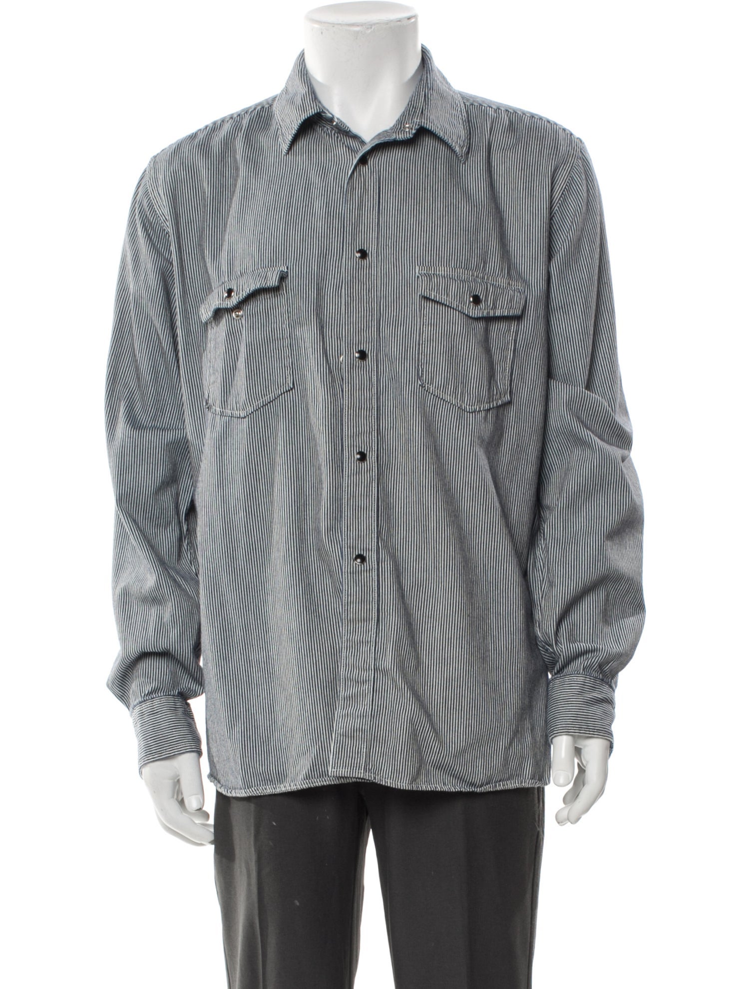 Saint Laurent 2017 Striped Denim Shirt