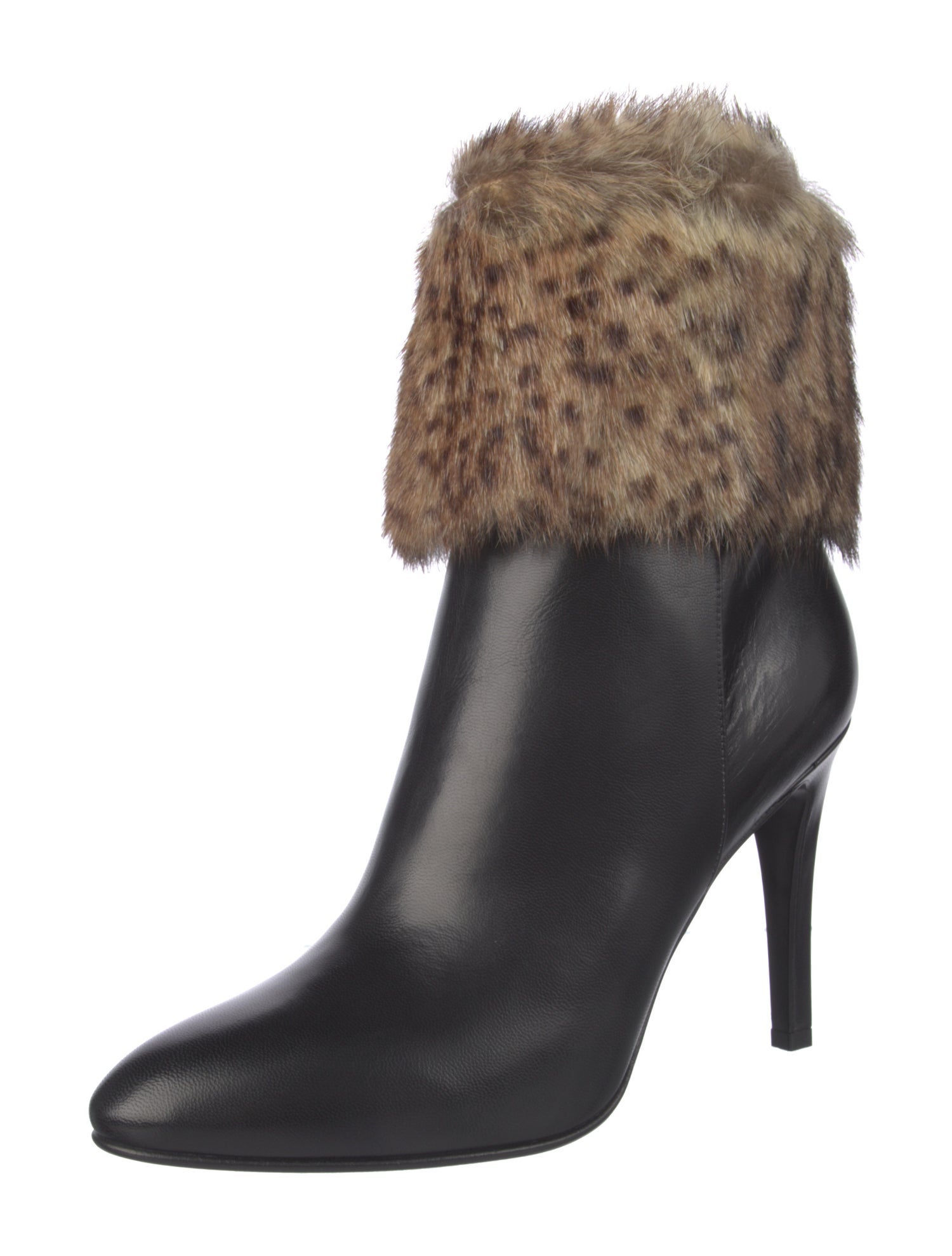 Saint Laurent Leather Animal Print Boots