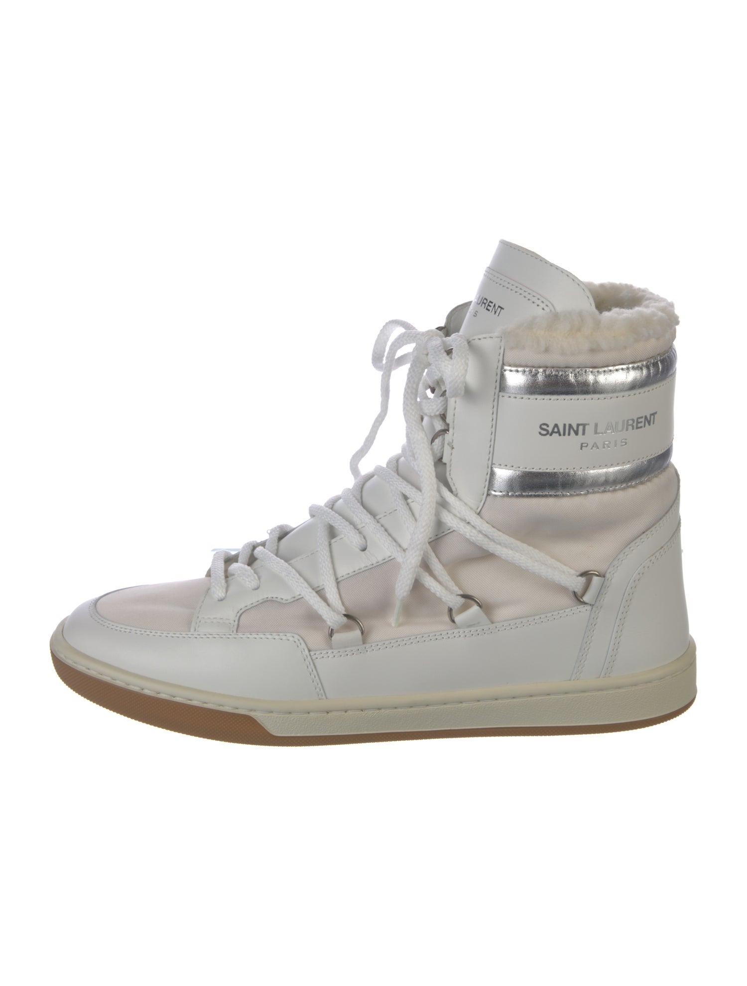 Saint Laurent Leather Colorblock Pattern Wedge Sneakers w/ Tags