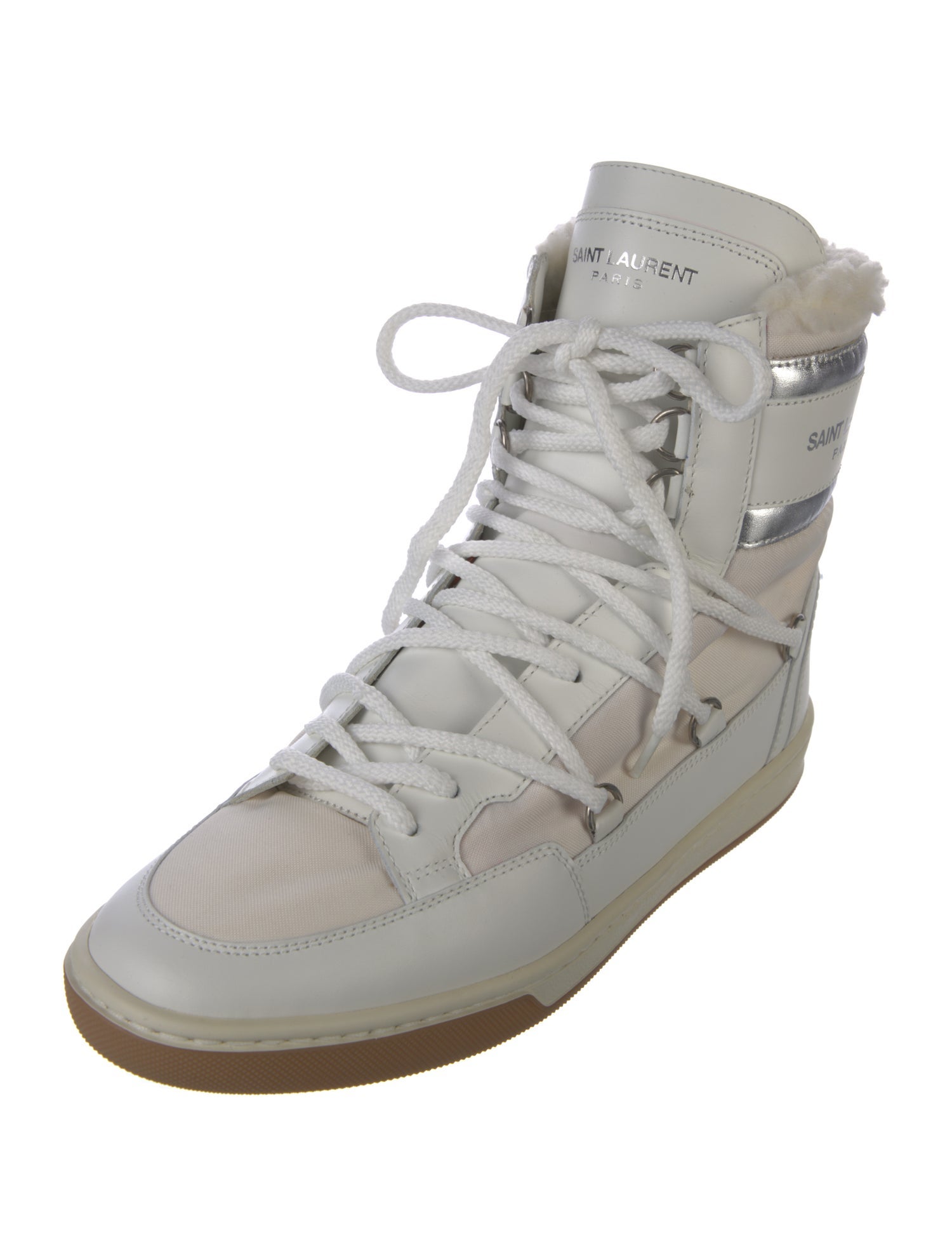 Saint Laurent Leather Colorblock Pattern Wedge Sneakers w/ Tags