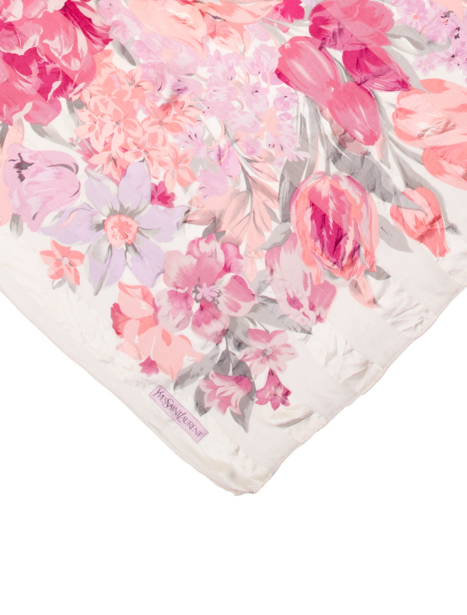 Saint Laurent Silk Floral Print Scarf