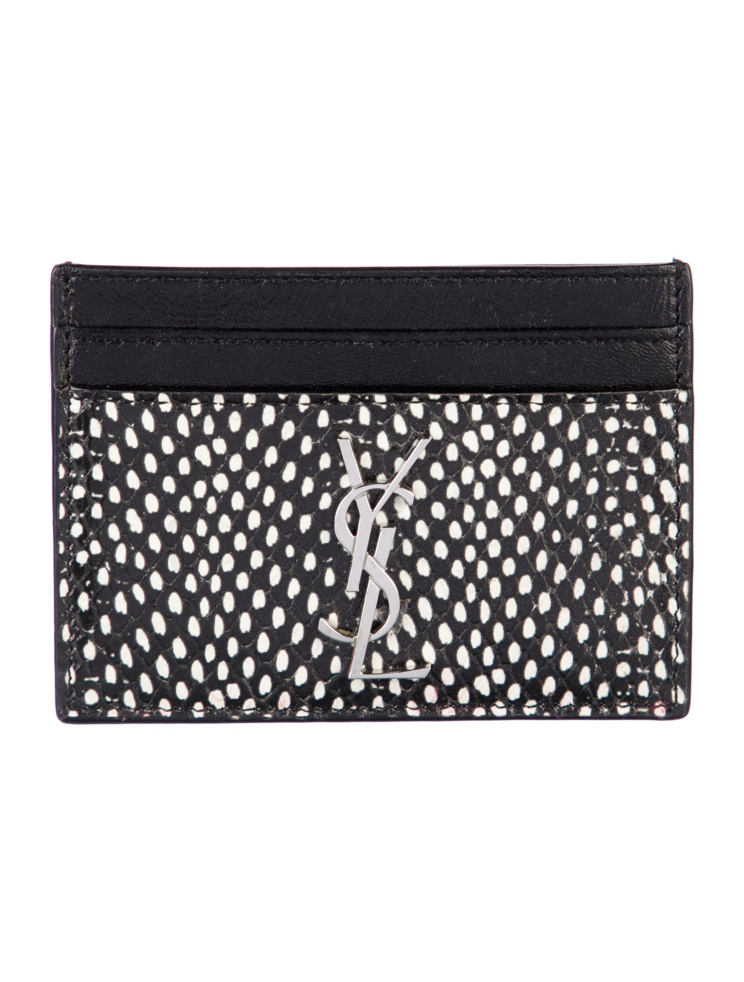 Saint Laurent Leather Polka Dot Print Card Holder