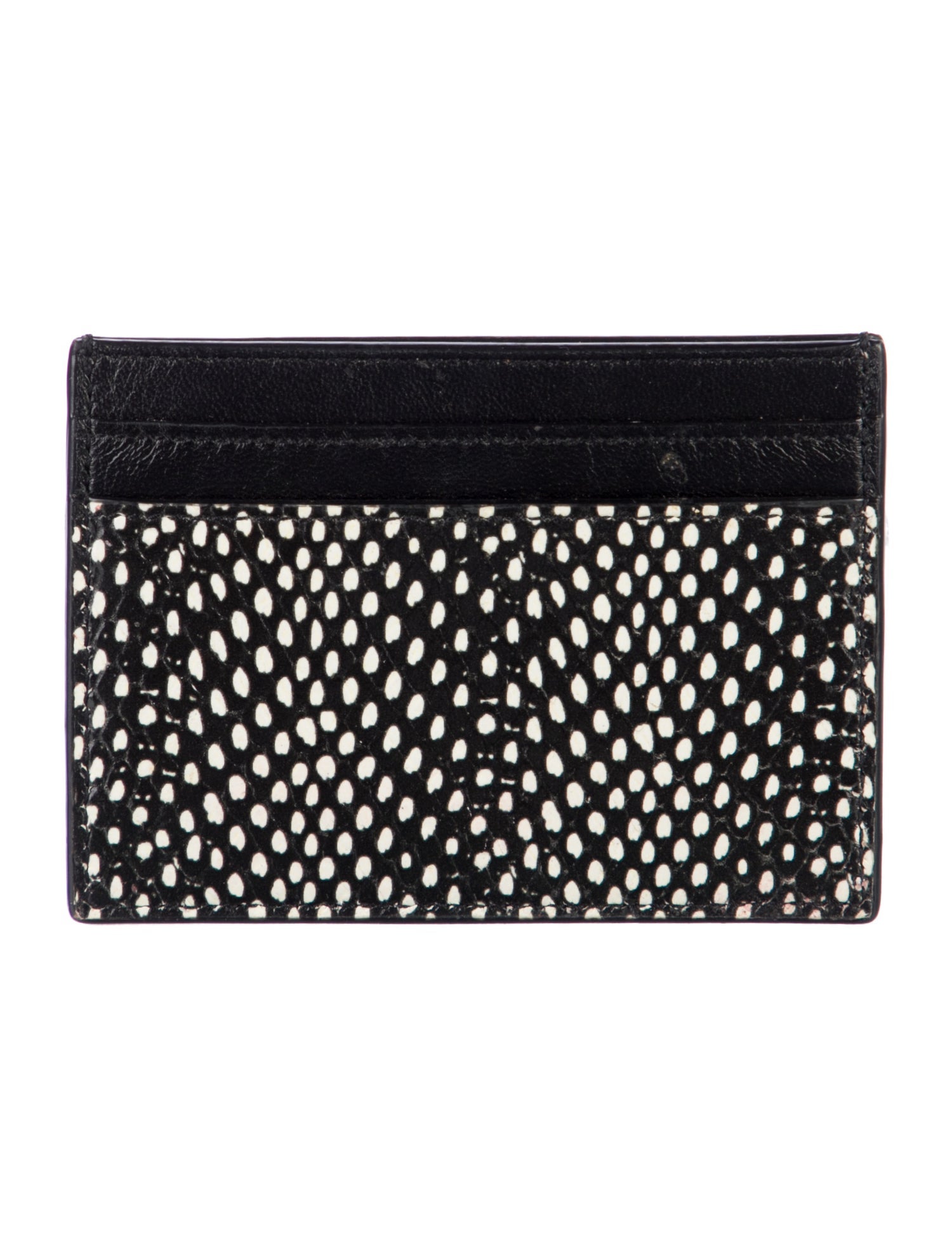 Saint Laurent Leather Polka Dot Print Card Holder