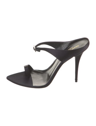 Saint Laurent Satin Crystal Embellishments Slides