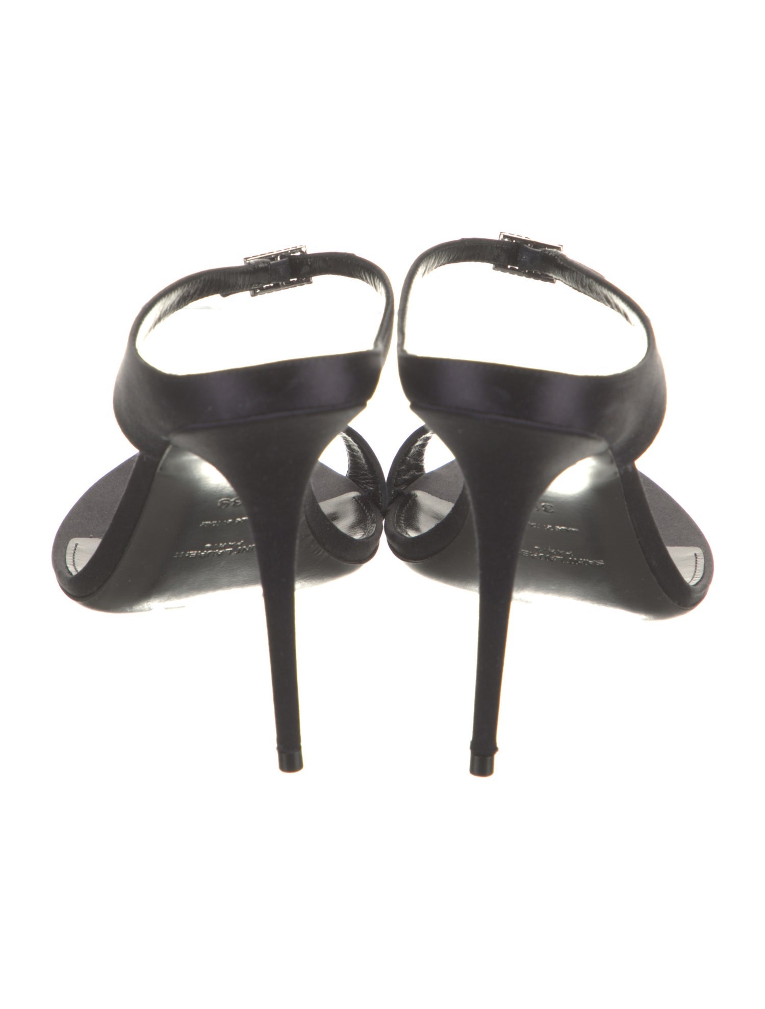 Saint Laurent Satin Crystal Embellishments Slides