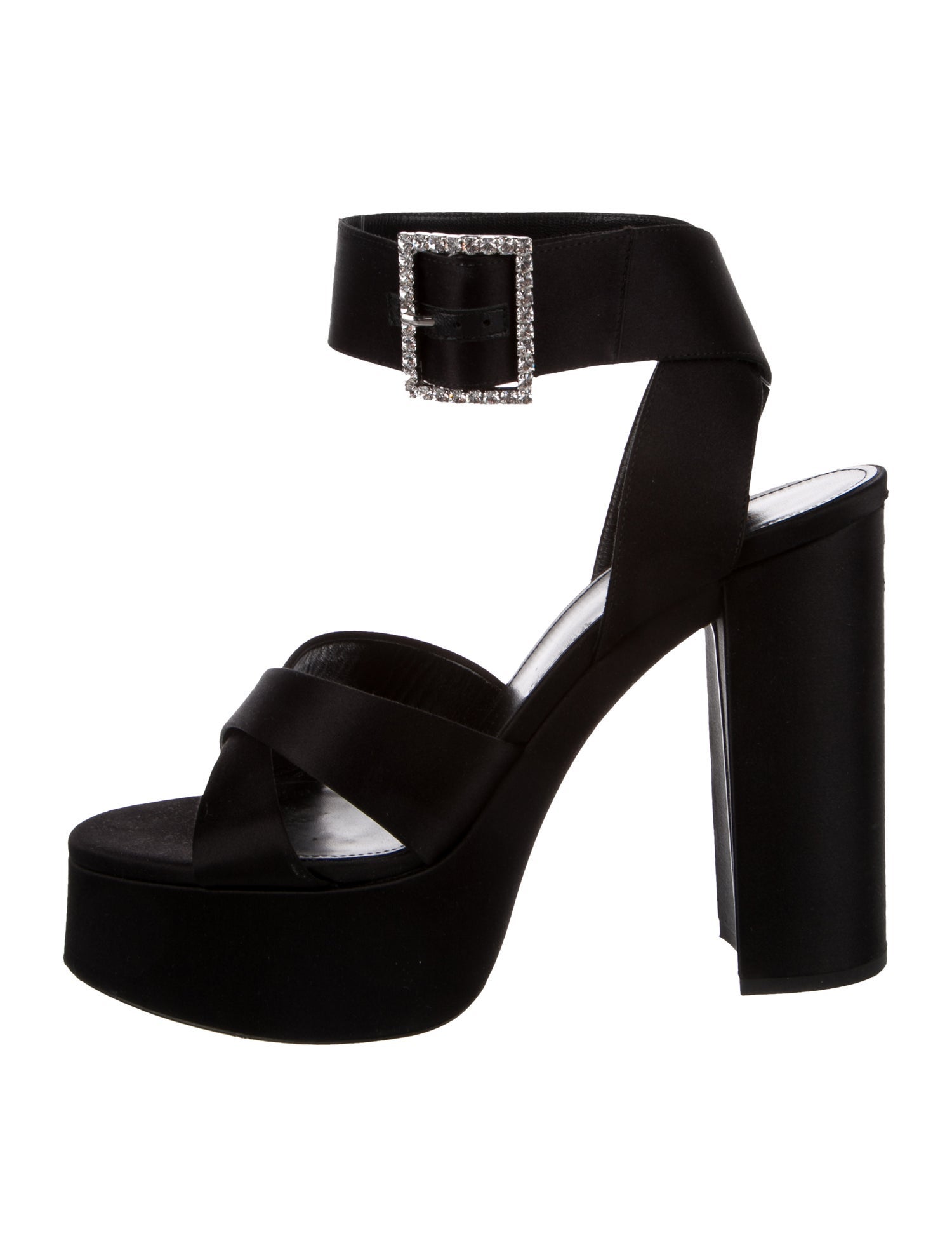 Saint Laurent Satin Crystal Embellishments Sandals