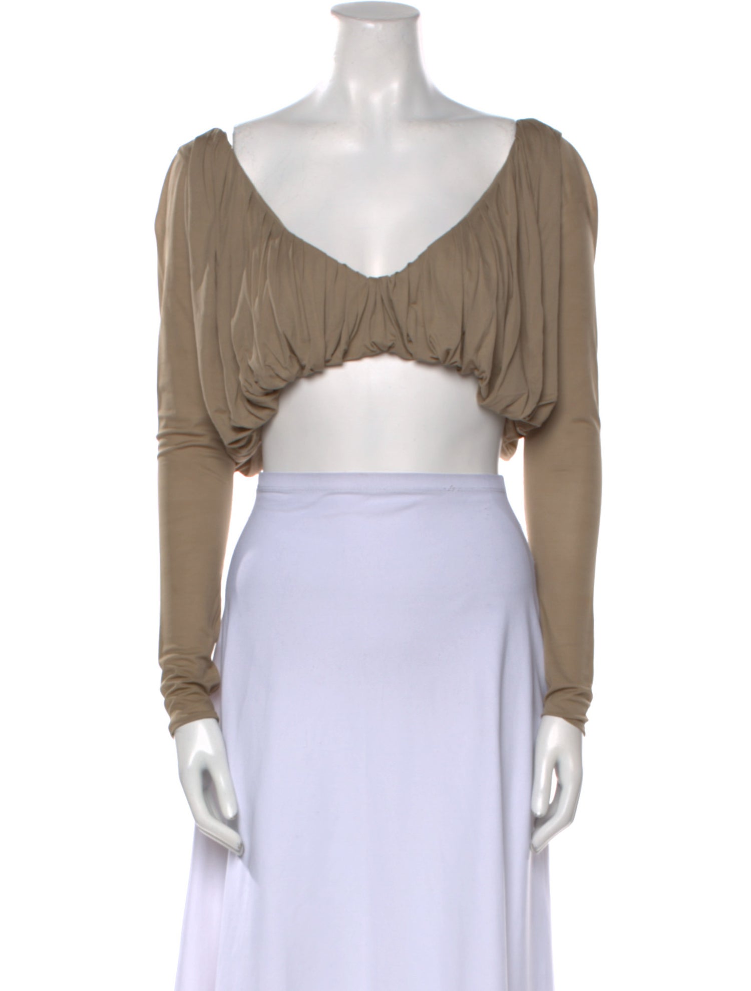 Saint Laurent V-Neck Long Sleeve Crop Top