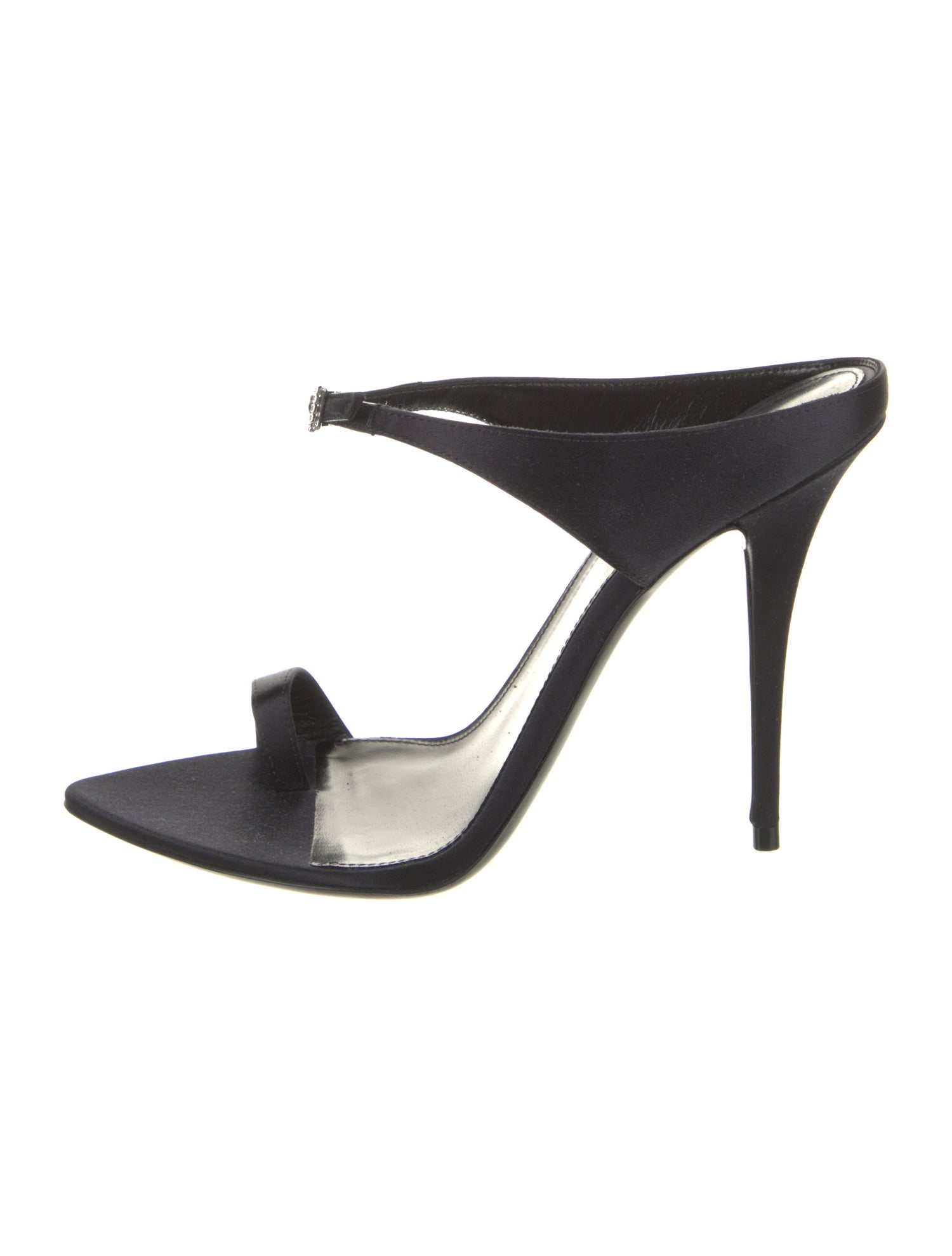 Saint Laurent Satin Crystal Embellishments Slides