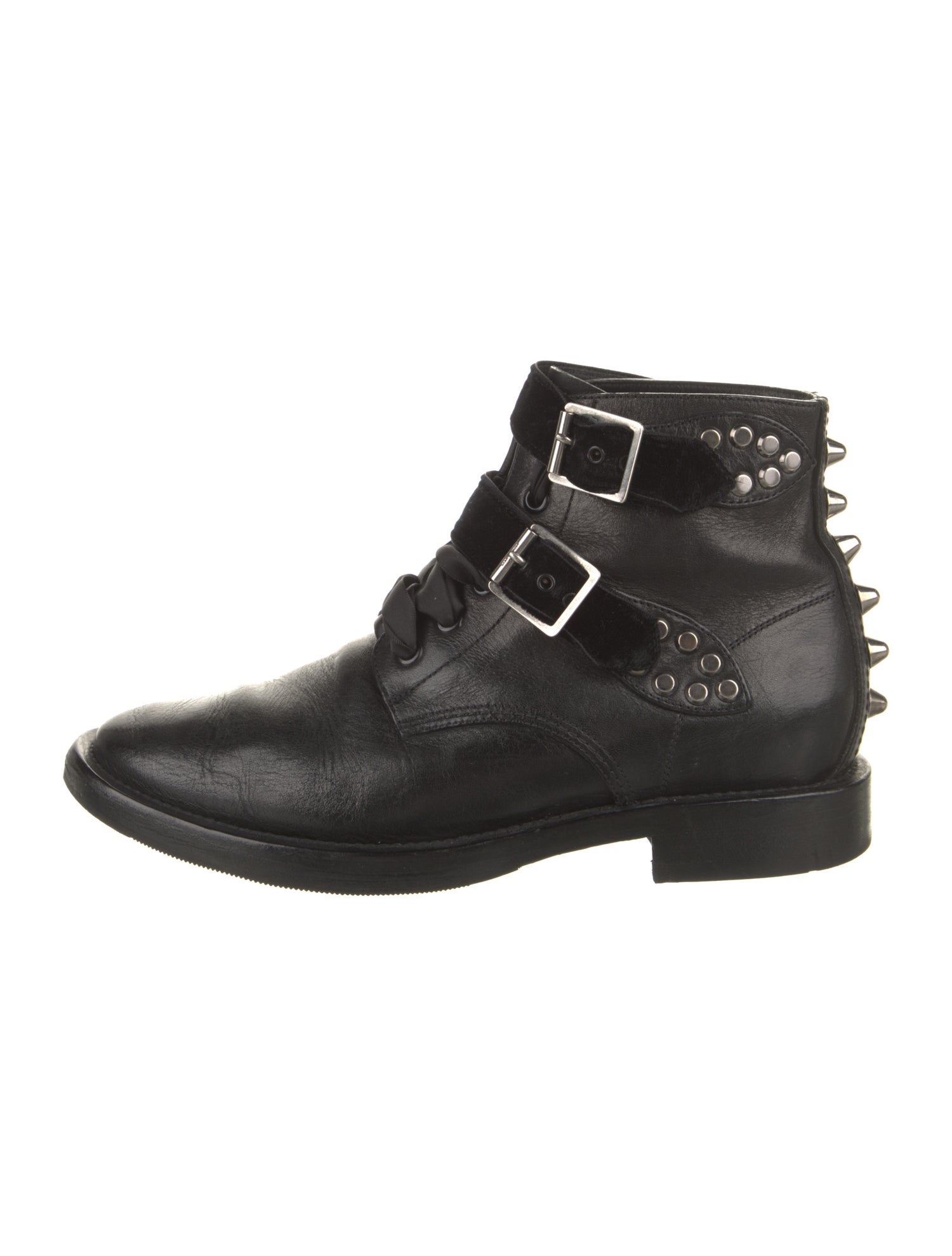 Saint Laurent Leather Studded Accents Combat Boots