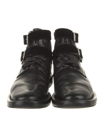 Saint Laurent Leather Studded Accents Combat Boots