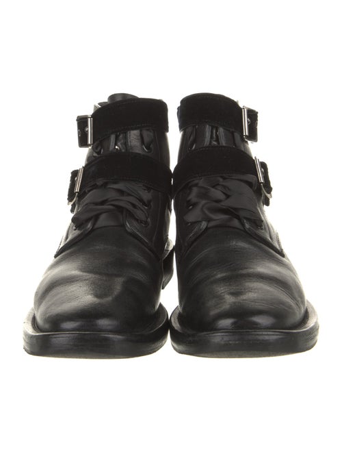 Saint Laurent Leather Studded Accents Combat Boots