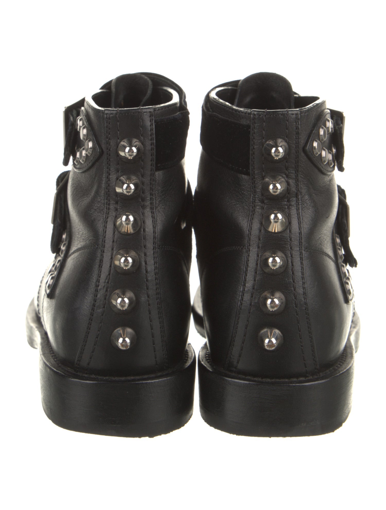 Saint Laurent Leather Studded Accents Combat Boots