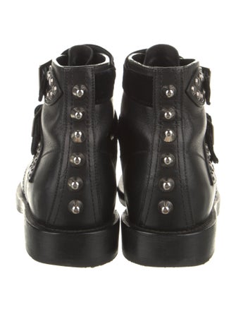 Saint Laurent Leather Studded Accents Combat Boots