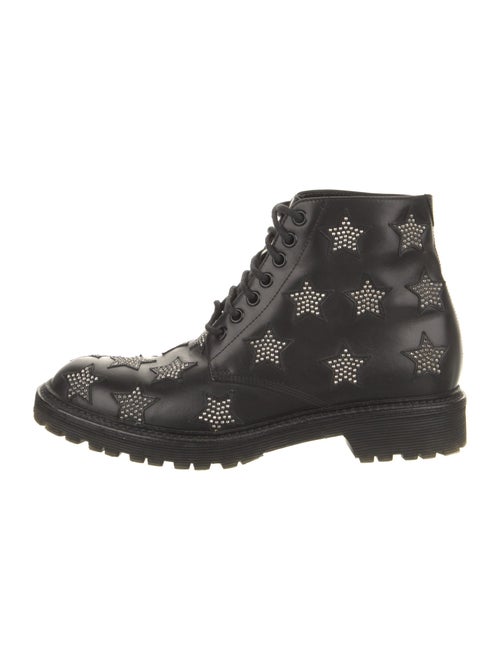 Saint Laurent Leather Studded Accents Combat Boots
