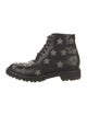Saint Laurent Leather Studded Accents Combat Boots