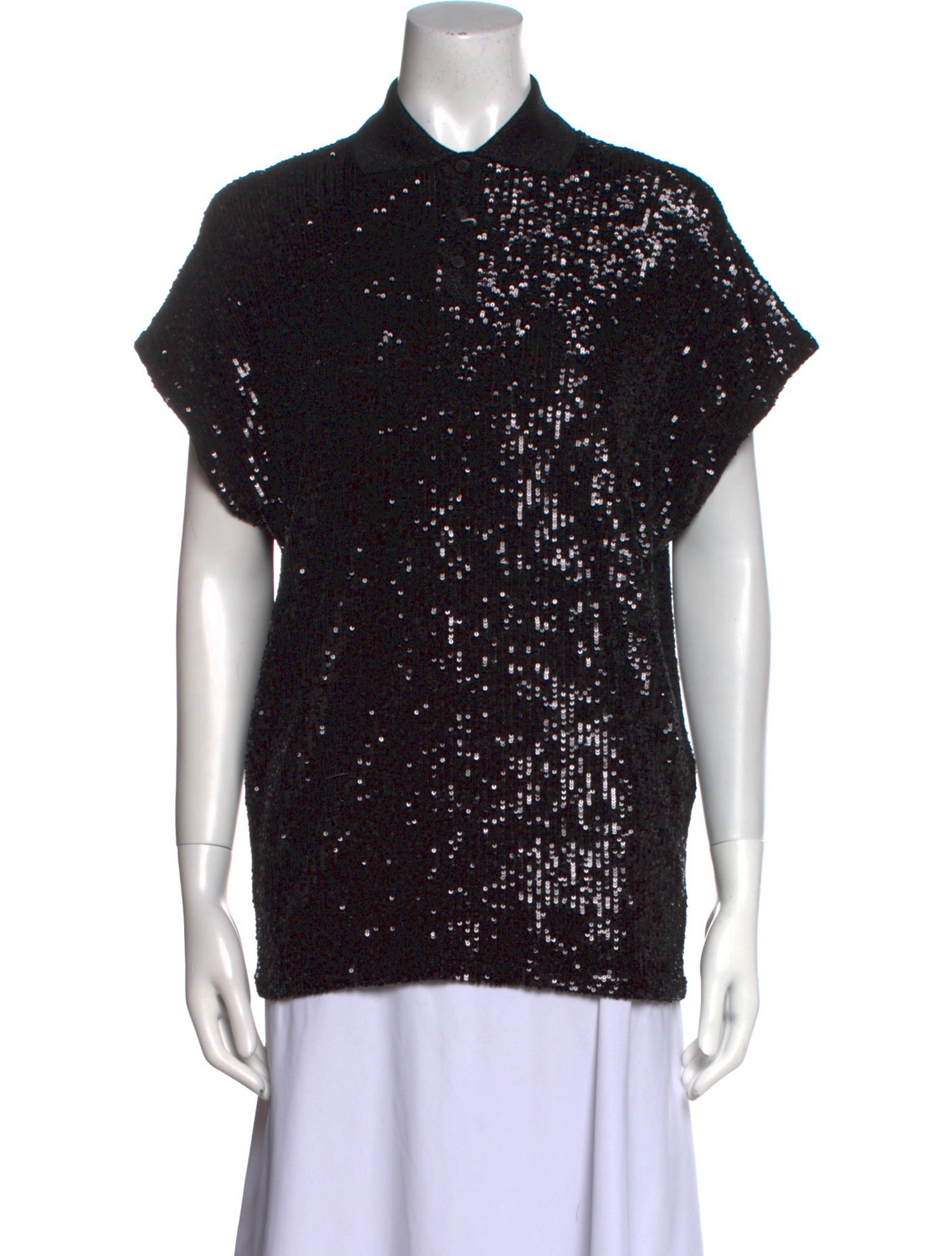 Saint Laurent Sequin Short Sleeve Polo w/ Tags