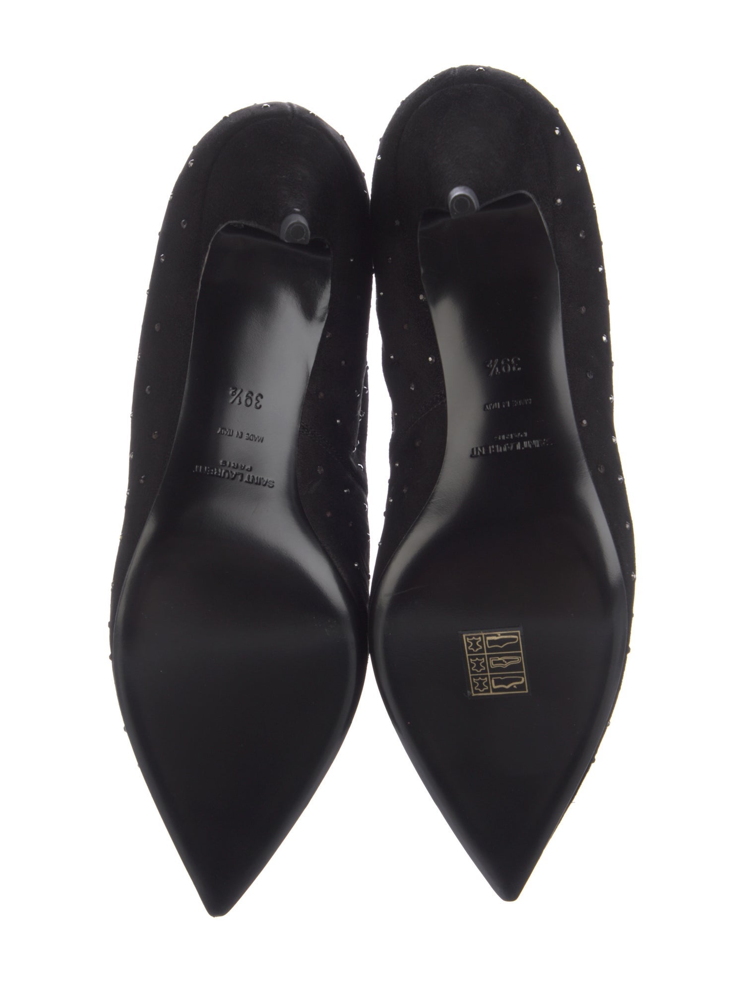 Saint Laurent Suede Crystal Embellishments Lace-Up Boots