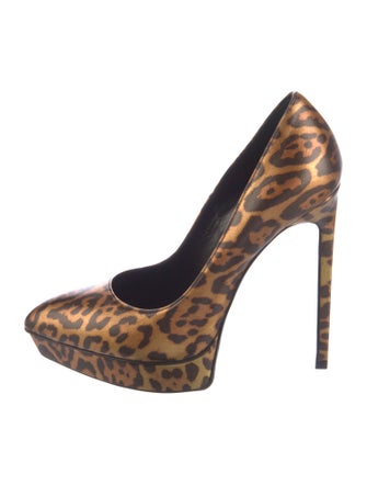 Saint Laurent Leather Animal Print Pumps