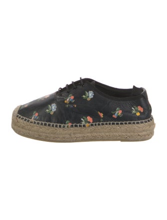 Saint Laurent Leather Floral Print Espadrille Sneakers