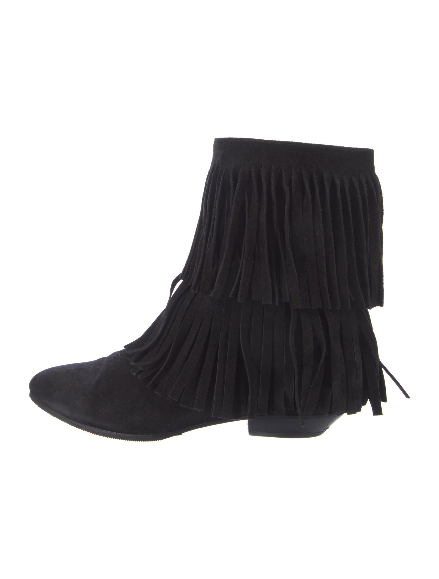 Saint Laurent Suede Fringe Trim Accent Rain Boots