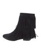 Saint Laurent Suede Fringe Trim Accent Rain Boots