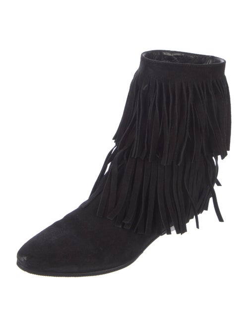 Saint Laurent Suede Fringe Trim Accent Rain Boots