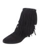 Saint Laurent Suede Fringe Trim Accent Rain Boots