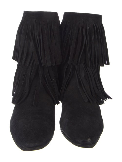Saint Laurent Suede Fringe Trim Accent Rain Boots