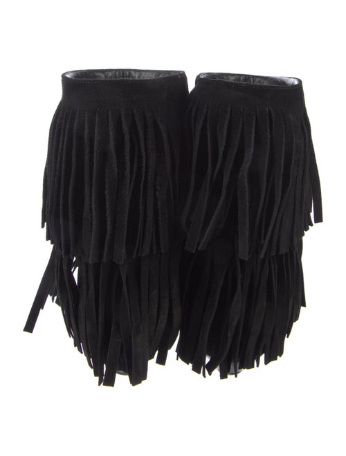 Saint Laurent Suede Fringe Trim Accent Rain Boots