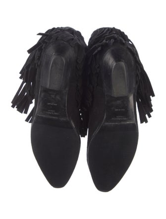 Saint Laurent Suede Fringe Trim Accent Rain Boots