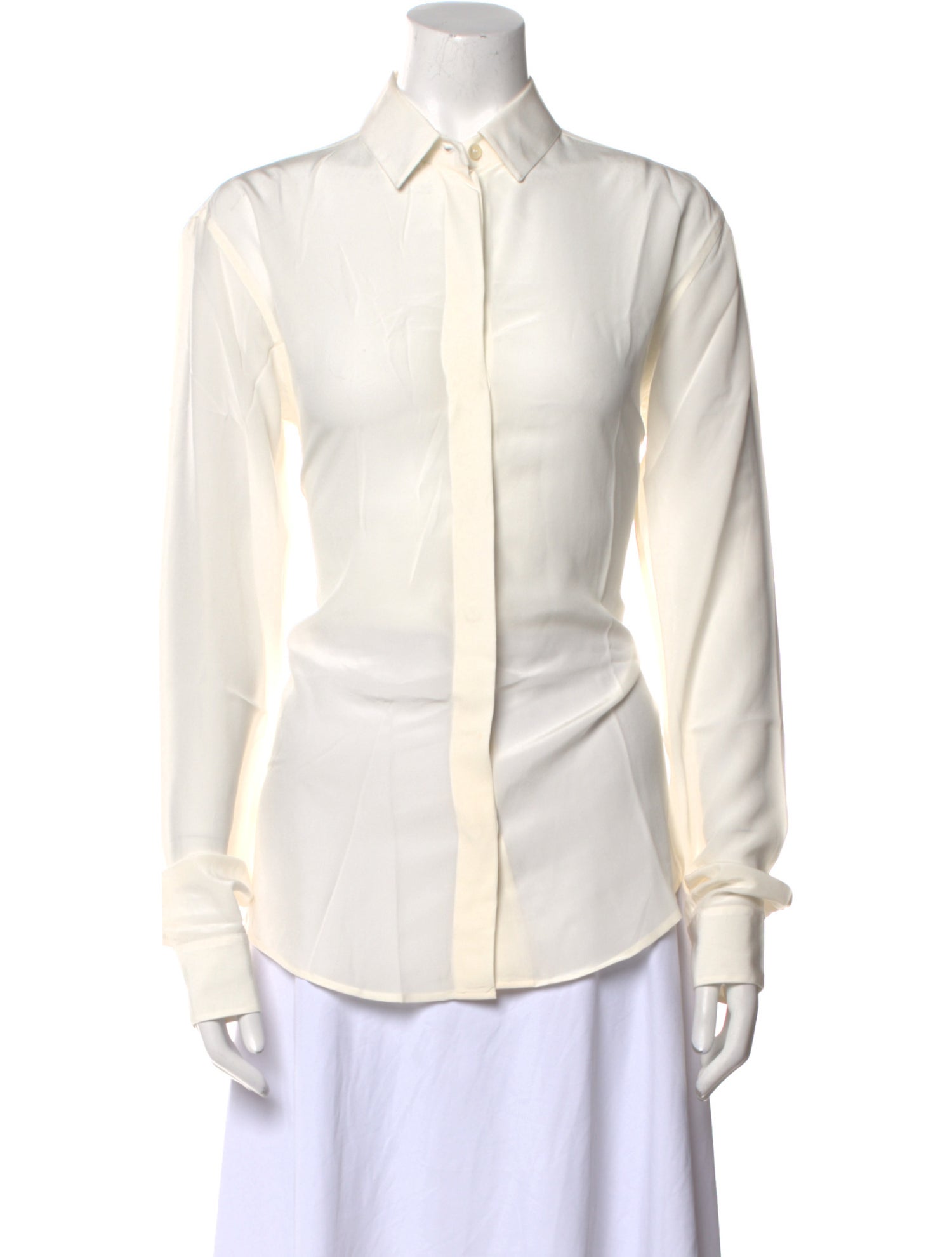 Saint Laurent Silk Long Sleeve Button-Up Top