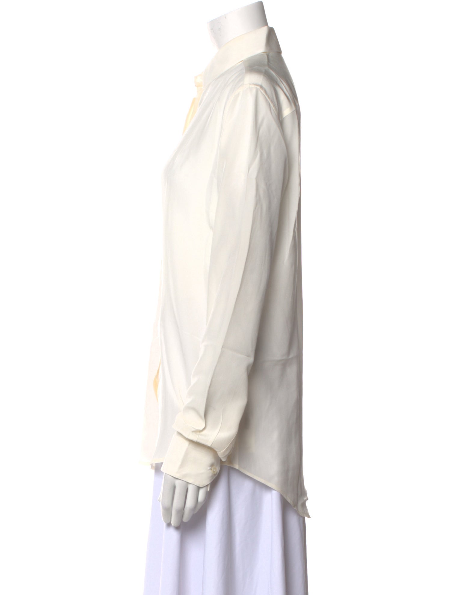 Saint Laurent Silk Long Sleeve Button-Up Top