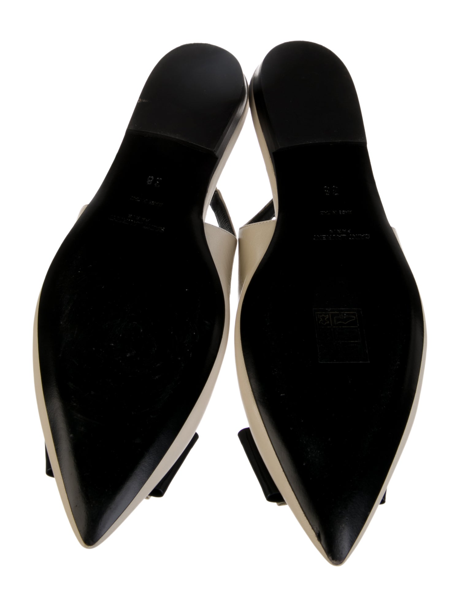 Saint Laurent Leather Bow Accents Slingback Flats