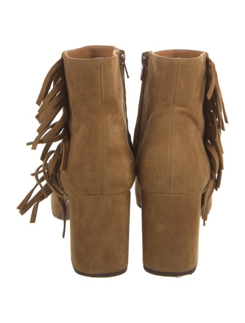 Saint Laurent Suede Fringe Trim Accent Boots