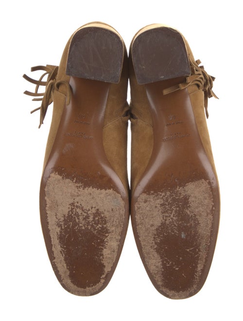 Saint Laurent Suede Fringe Trim Accent Boots