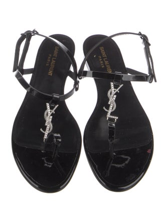 Saint Laurent Patent Leather T-Strap Sandals