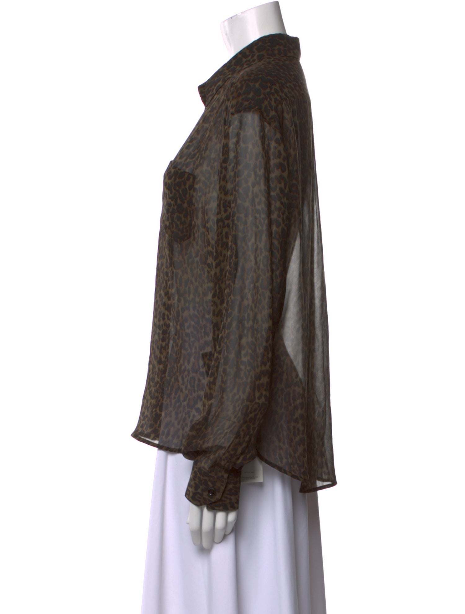 Saint Laurent Silk Animal Print Button-Up Top