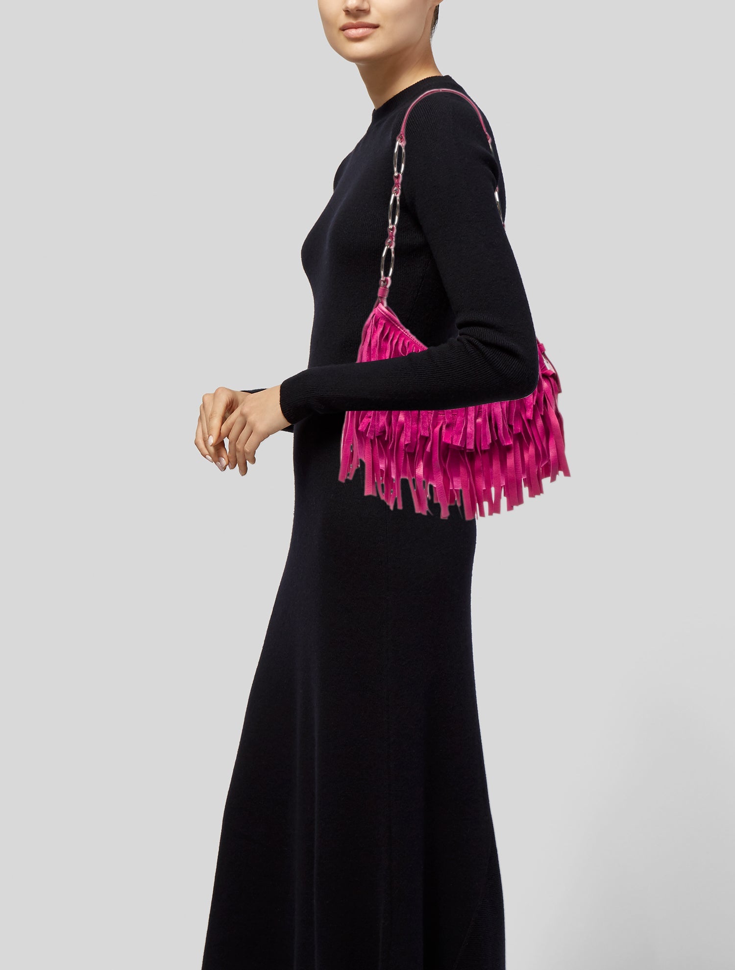 Yves Saint Laurent Rive Gauche Suede Suede Tassel Shoulder Bag Vintage