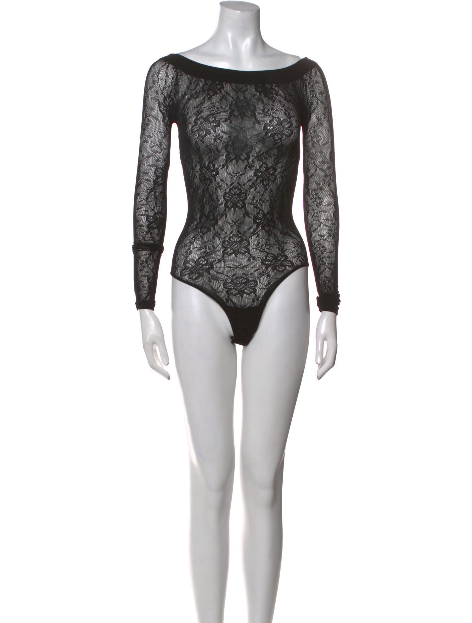 Saint Laurent Bateau Neckline Long Sleeve Bodysuit