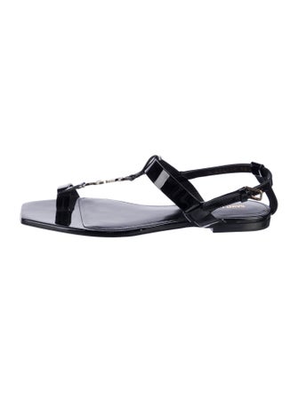 Saint Laurent Patent Leather T-Strap Sandals