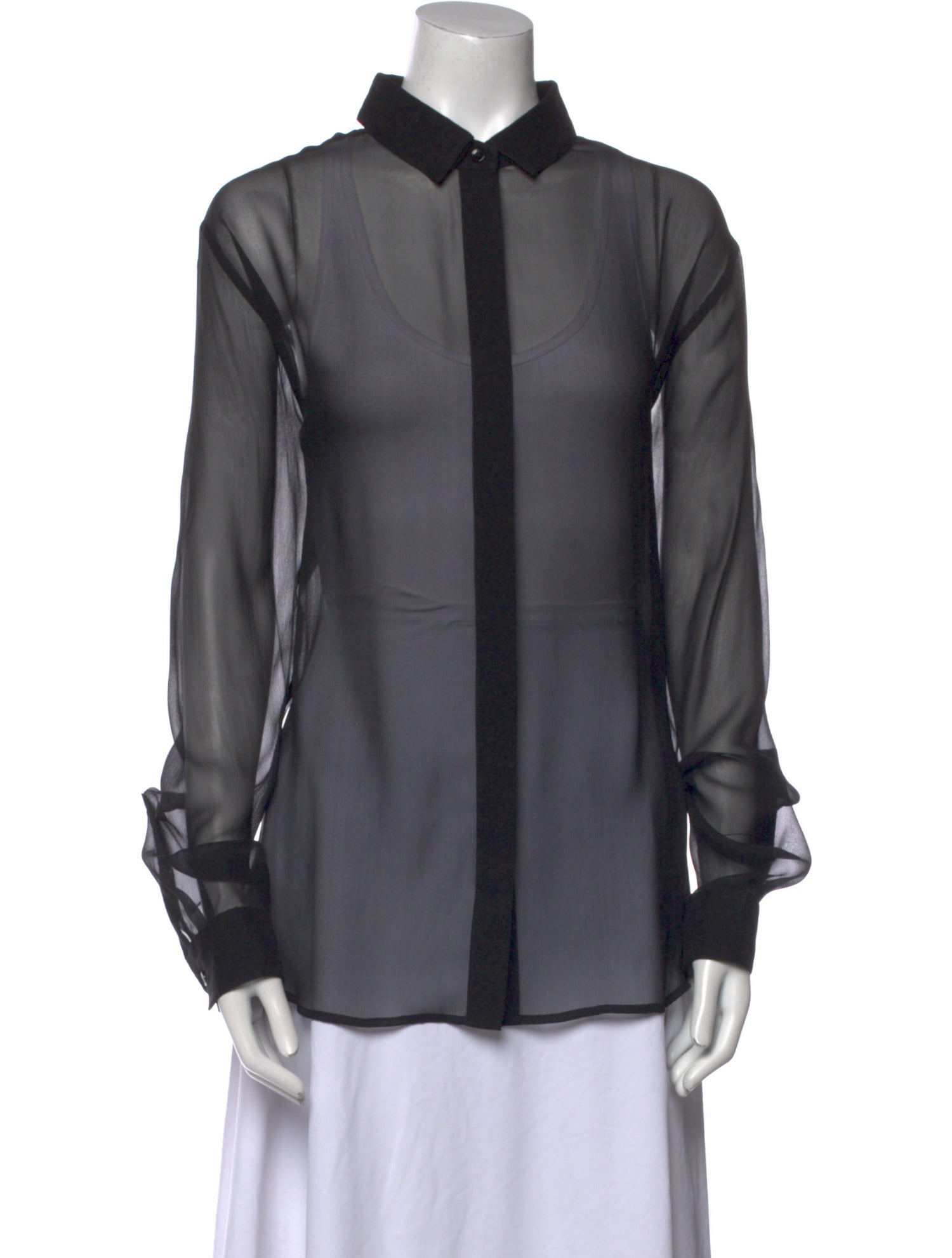 Saint Laurent Silk Mock Neck Blouse